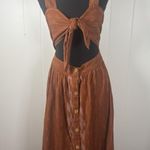 Free People Brown / Burnt Orange Cotton Cutout Caldasi Midi Dress Size Xs Photo 0