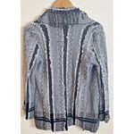 Nic+Zoe  Womens Cardigan Sweater Sz M Gray Aztec Open Front Fringe Trim Photo 6