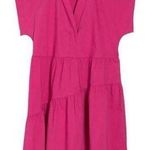 Sandra Darren NWT Nordstrom Asymmetric Tiered Dress Short Sleeve, Hot Pink Large Photo 0