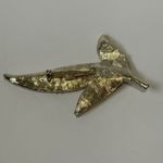 Vintage Gold Tone Brooch Leaf Pin 3 Inch 1950s Costume Jewelry Photo 2