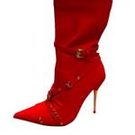 Dolls Kill NWOT Public Desire Red Vegan Leather Stiletto Ankle Booties Size 6 Photo 1