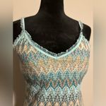 EUC Moda International Blue and Orange Lacy Patterned tank size large Photo 1