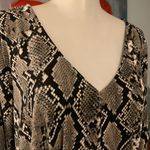 Badgley Mischka  Top L Large Blake Gray Snake Print Shirt Stretch Photo 1