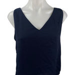 AQUA  Women's Navy Blue V Neck Sleeveless Cami Basic Boxy Tank Blouse Top Size S Photo 0