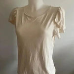 Ann Taylor Women's  Factory White Ruffle‎ Sleeve T-Shirt Size M Cute! Photo 0