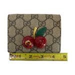Gucci GG Supreme Cherry Wallet Crystal Embellished Red Leather Interior EUC Photo 10