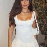 ZARA  mini dress casual off white ivory pleated skirt bodycon casual party Photo 8