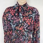 American Eagle AE Studio Floral Print Mini Dress Long‎ Sleeve Tie Neck Smocked Waist M Photo 1