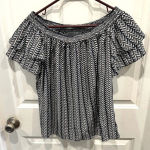 Sunday in Brooklyn  Boho‎ Off The Shoulder Ruffle Short Sleeve Chevron Blouse S Photo 0
