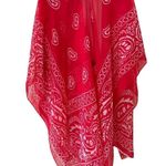 Boutique Bandana Beach Cover Up Open Front Sheer Poncho Kimono Tassel One Size Size L Photo 2