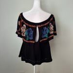 Free People  black embroidered off-the-shoulder top size S Photo 3