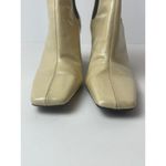 ZARA  Beige Patent Leather Square Toe Side Goring Heeled Ankle Boots Size 6‎ Photo 4