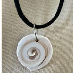 Natural Spiral Seashell Pendant Necklace on Black Cord Photo 4