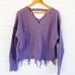 Purple Fringe Knit Sweater Size L Photo 0