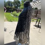 Black and White Knit Poncho wrap with Fringe Very Nice and Soft One Size Photo 1
