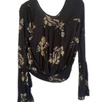 Free People Fiona Bell Sleeve Surplice Tie Waist Cropped Top small Photo 3