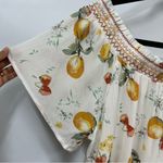 Maurice's NWT L Floral citrus fruit Print Women's gauze off the shoulder smocked necktop Photo 1