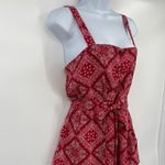 LIFE Bandana Babydoll Womens Top Sz M Red Festival Paisley Retro Americana Size M Photo 5