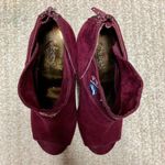 Carlos Santana Floral embroidered ankle booties, size 7 Carlos burgundy faux suede peep toe Photo 8
