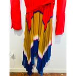 THEBE MAGUGU Red Gradient Asymmetric Pleated Cocktail Collared Chiffon Dress M Size M Photo 8