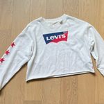 Levi's White Graphic Vintage Raw Cut Crewneck Longsleeve Sweatshirt Top Photo 2