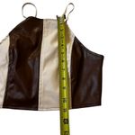 SheIn Brown/Cream Color Blocked Faux Leather Crop Top Women's Size Small 10-16-2 Photo 5