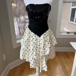 ZUM ZUM Vtg 80s Taffeta Ivory Black Polka Dot Bow Back Strapless Prom Dress 9 Jr Size undefined Photo 14
