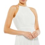 Mac Duggal NEW Ieena For Pleated Halter Neck Flowy Gown In White Photo 2