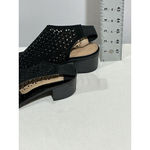 Womans American Eagle 7.5 W Black Open Toe Sling Back Diamond Cut Out Sandal Photo 2