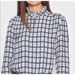 Joie NWT  Mintee Ruffle Blue and White Windowpane Shirt Photo 1