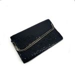 Vintage Women's Chainmail Metallic Mesh Purse Clutch Handbag Black Gold Small Photo 1