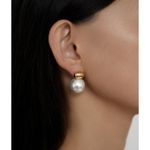 SHASHI Empress Pearl Earrings in Gold & Pearl Womens Dangle Drop Stud Photo 10