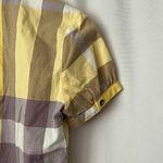 Burberry  Brit Sunny Yellow/Grey Plaid Short Sleeve Shirt Top **Size L** 🌼🌼 Photo 3