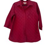 Coldwater Creek  100% Silk Red Diamond Pintuck Button Front Blouse Women’s L GUC Photo 3