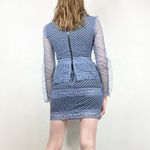 AQUA  Light Blue Crochet Lace High Neck Long Sleeve Mini Dress Photo 1
