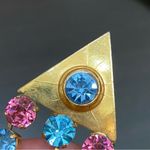 Unique Vintage  Unsigned Multicolored Stones Waterfalls Clip Statement Earrings Photo 10