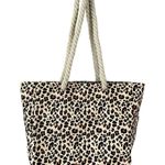 OdyseaCo Animal Leopard Print Magnetic Snap Rope Waterproof Tote Beach Large Bag Photo 1