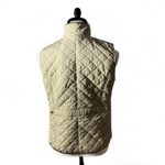 Cambridge Dry Goods Quilted Vest Beige Stand Collar Zipper Pockets Women Preppy Brown Size M Photo 1