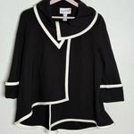 Joseph Ribkoff Black White piped trim cowl neck Asymmetrical blazer 6 Photo 0