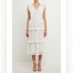 Endless Rose NWT Women's Lace Tiered Midi Dress WHITE COLOR Size XS Photo 2