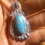 Mojave Blue Turquoise Stainless Steel Pendant Necklace Photo 7