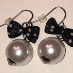 Polka Dot Bow and Faux Pearl Boho Earrings Black Photo 0