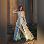 Mac Duggal   11919 Multicolor One Shoulder Brocade Floral Dress With Bow Photo 2