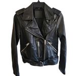 ALLSAINTS NEW  Balfern Belted Hem Sheep Leather Moto Jacket Black Size 0 Photo 0