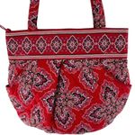 Vera Bradley Red and Pink Paisley Print Quilted Shoulder Bag Photo 1