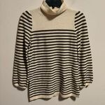 Juicy Couture Cashmere Sweater Tunic Striped Turtleneck Cream Brown- Size Medium Photo 0