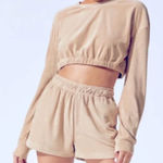 Beach Riot  Tan Terry Cropped Longsleeve Sweatshirt Size Medium Photo 0