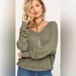 We The Free  Santa Clara Ribbed Thermal Top‎ Dolman Sleeves in Ferngully Small Photo 3