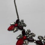 Talbots Signed T -  Statement Bib Costume Necklace Brass Tone / Red Rhinestone Photo 3