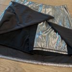 Halara NWT  SoftlyZero Faux Leather High Waisted Shiny Black Silver Skirt Size M Photo 3